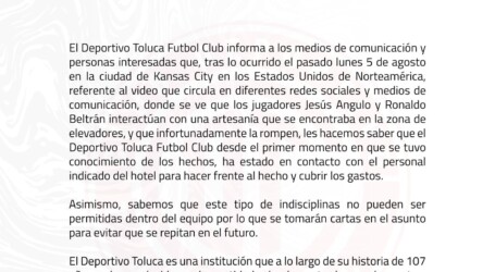 Jugadores del Toluca exhibidos por Un jarrón, el Toluca precisa hechos