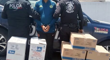 Detienen a hombre por presunto robo de insumos médicos en Toluca