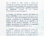 CODHEM INVESTIGA DE OFICIO LOS HECHOS EN COMISARÍA DE TEMOAYA