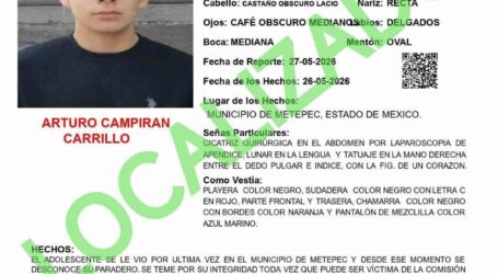 PASADA LA MEDIA NOCHE LOCALIZARON SANO Y SALVO A ARTURO CAMPIRÁN CARRILLO