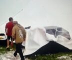 POR GRANIZADA Y VIENTO COLAPSÓ UNA LONA EN UNA BODA; HAY HERIDOS