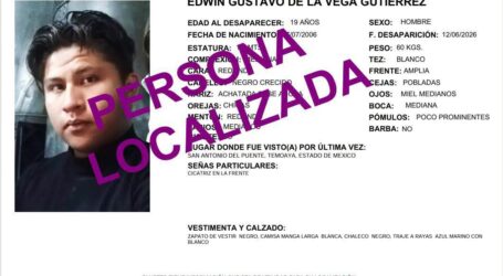 LOCALIZAN CON VIDA A EDWIN GUSTAVO DE LA VEGA GUTIÉRREZ