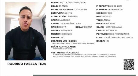 Rodrigo Fabela Teja de 34 años, fue A Ixtapan de la Sal y ya no regresó