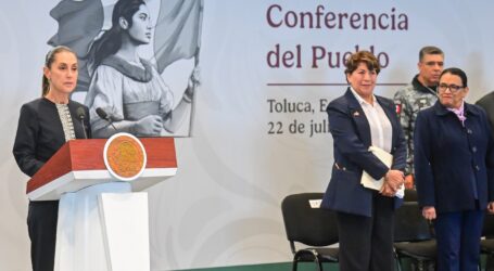 +Atacar la extorsión seguirá siendo prioridad, dijo Delfina Gómez, la gobernadora, ante Claudia Sheinbaum, la presidenta del país; la inundaciones, otro tema; tareas inconclusas